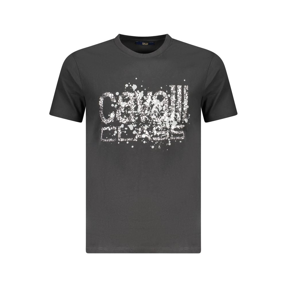 Cavalli Class Black Cotton Men T-Shirt | Regal Royce