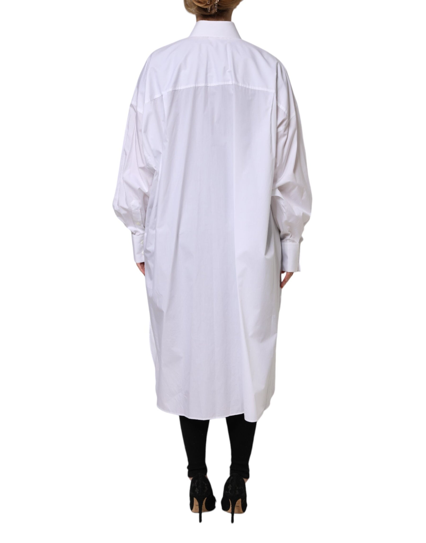 Dolce & Gabbana White Cotton Collared Shirt Long Sleeve Top | Regal Royce