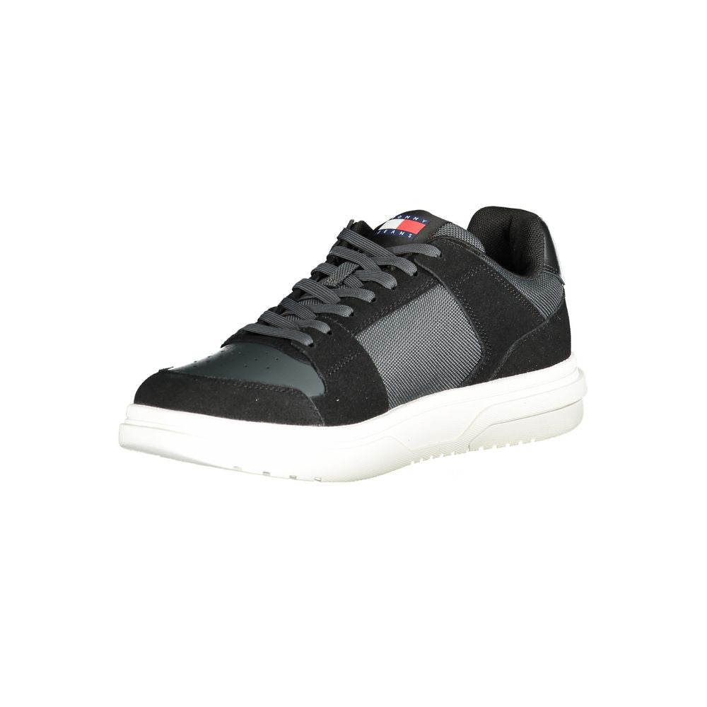 Tommy Hilfiger Black Leather Men Sneaker | Regal Royce