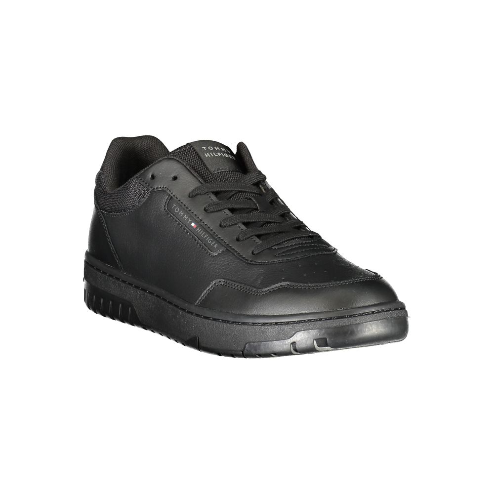 Tommy Hilfiger Black Leather Men Sneaker | Regal Royce