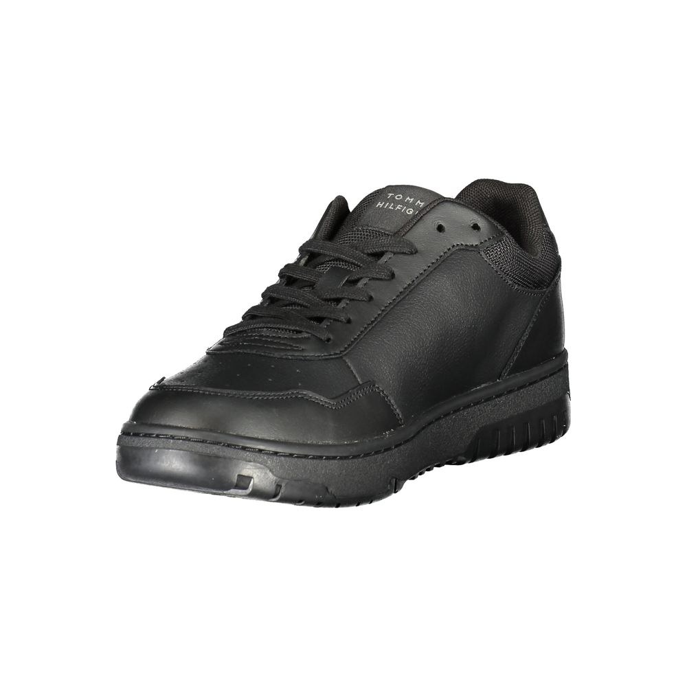 Tommy Hilfiger Black Leather Men Sneaker | Regal Royce