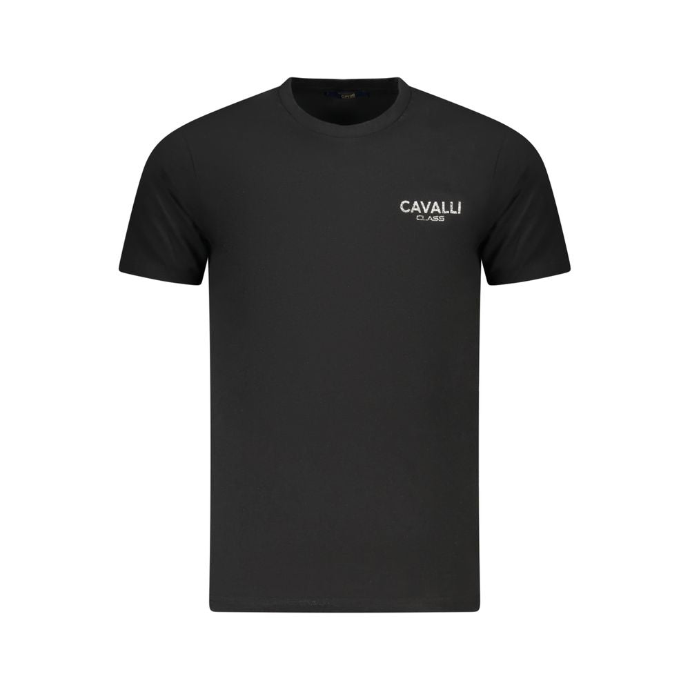 Cavalli Class Black Cotton Men T-Shirt | Regal Royce
