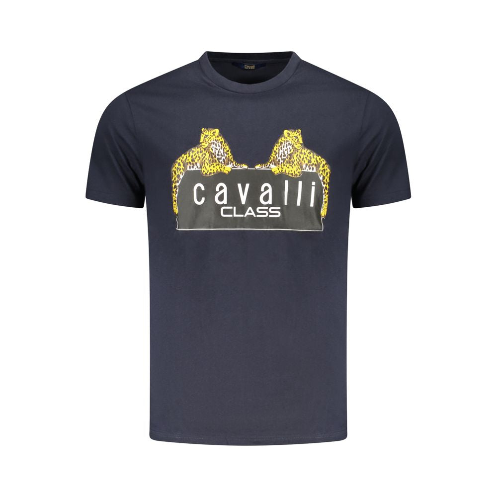 Cavalli Class Blu Cotton Men T-Shirt | Regal Royce