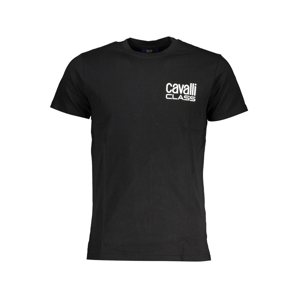 Cavalli Class Black Cotton Men T-Shirt | Regal Royce