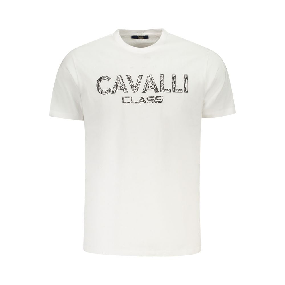 Cavalli Class Bianco Cotton Men T-Shirt | Regal Royce
