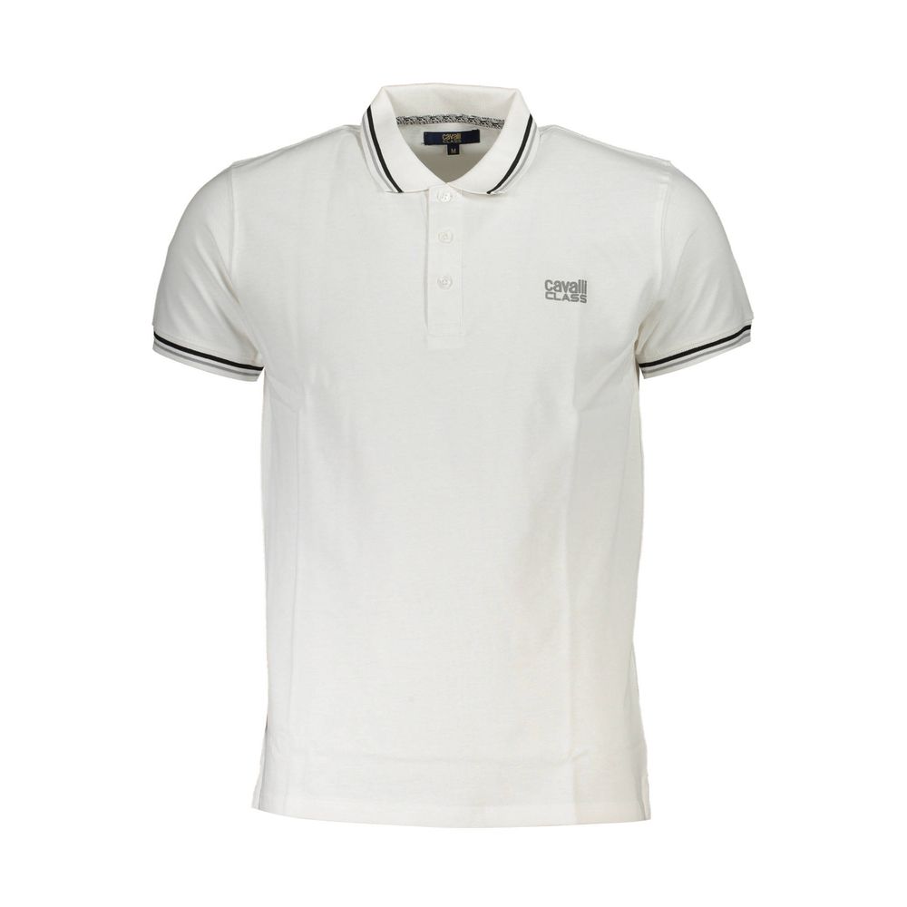 Cavalli Class White Cotton Men Polo Shirt | Regal Royce