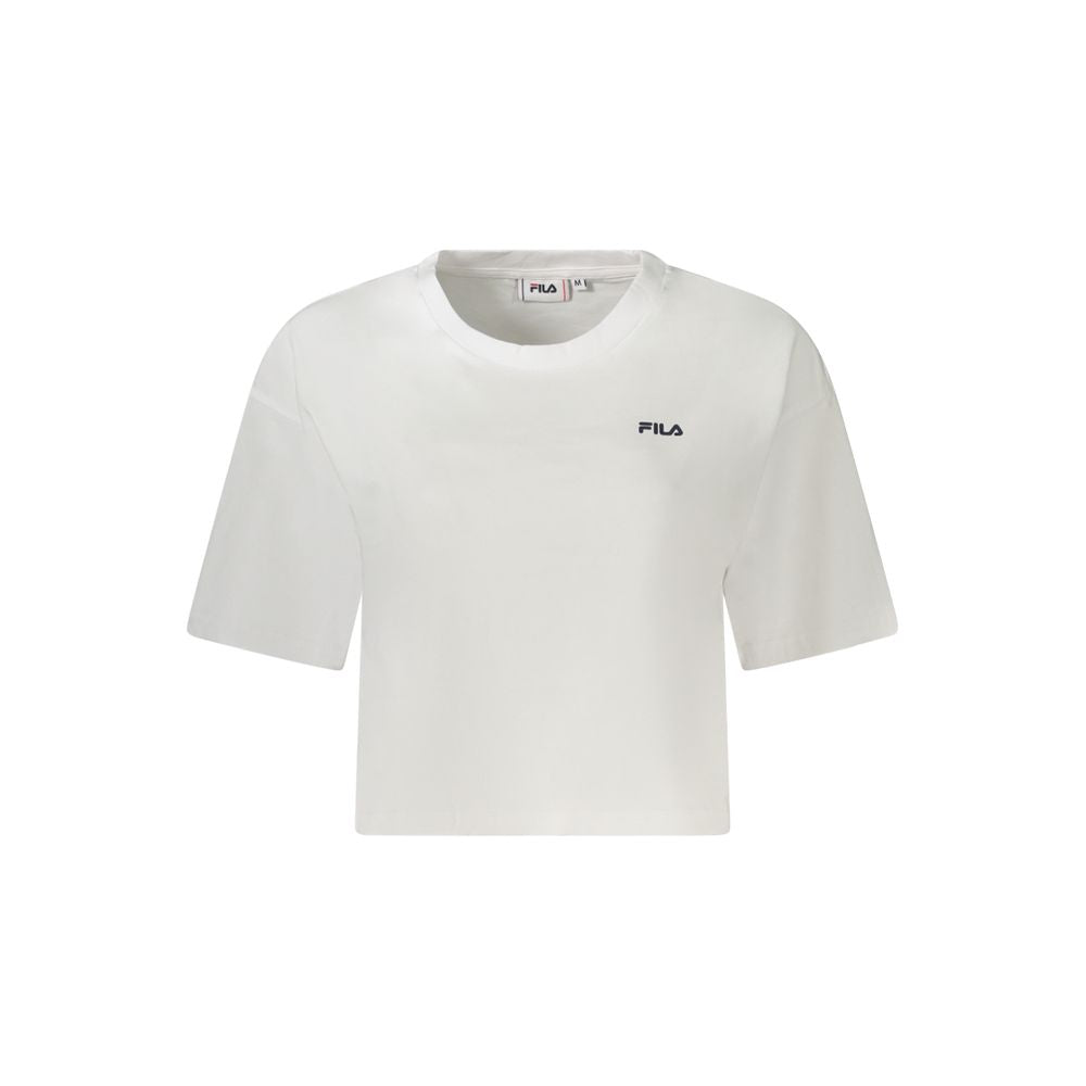Fila White Organic Cotton Women T-Shirt | Regal Royce