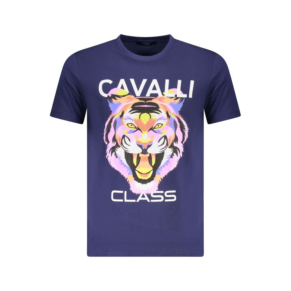 Cavalli Class Blu Cotton Men T-Shirt | Regal Royce