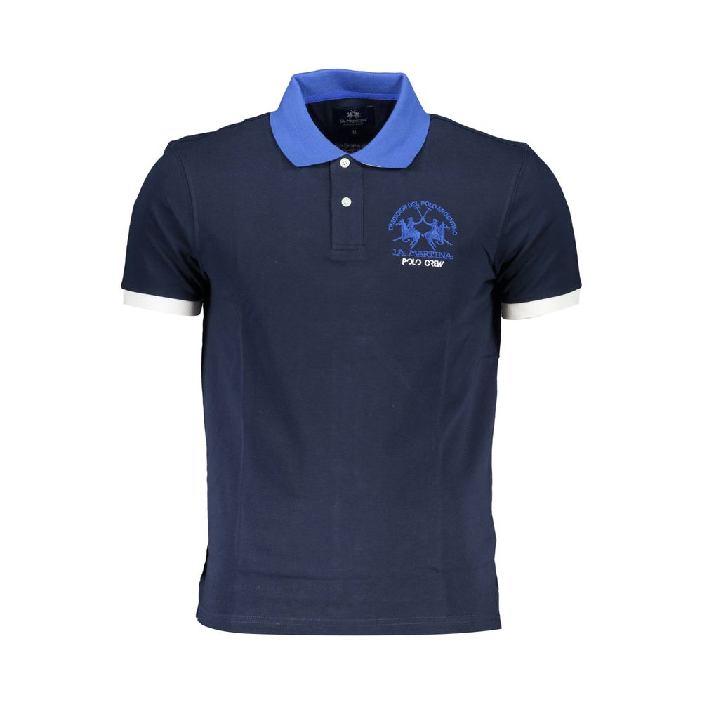 La Martina Blue Cotton Men's Polo Shirt | Regal Royce
