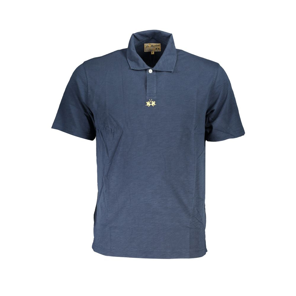 La Martina Blue Cotton Men Polo Shirt | Regal Royce