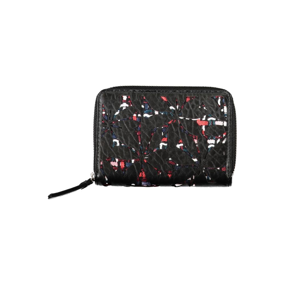 Desigual Elegant Black Zip Wallet with Contrasting Accents | Regal Royce