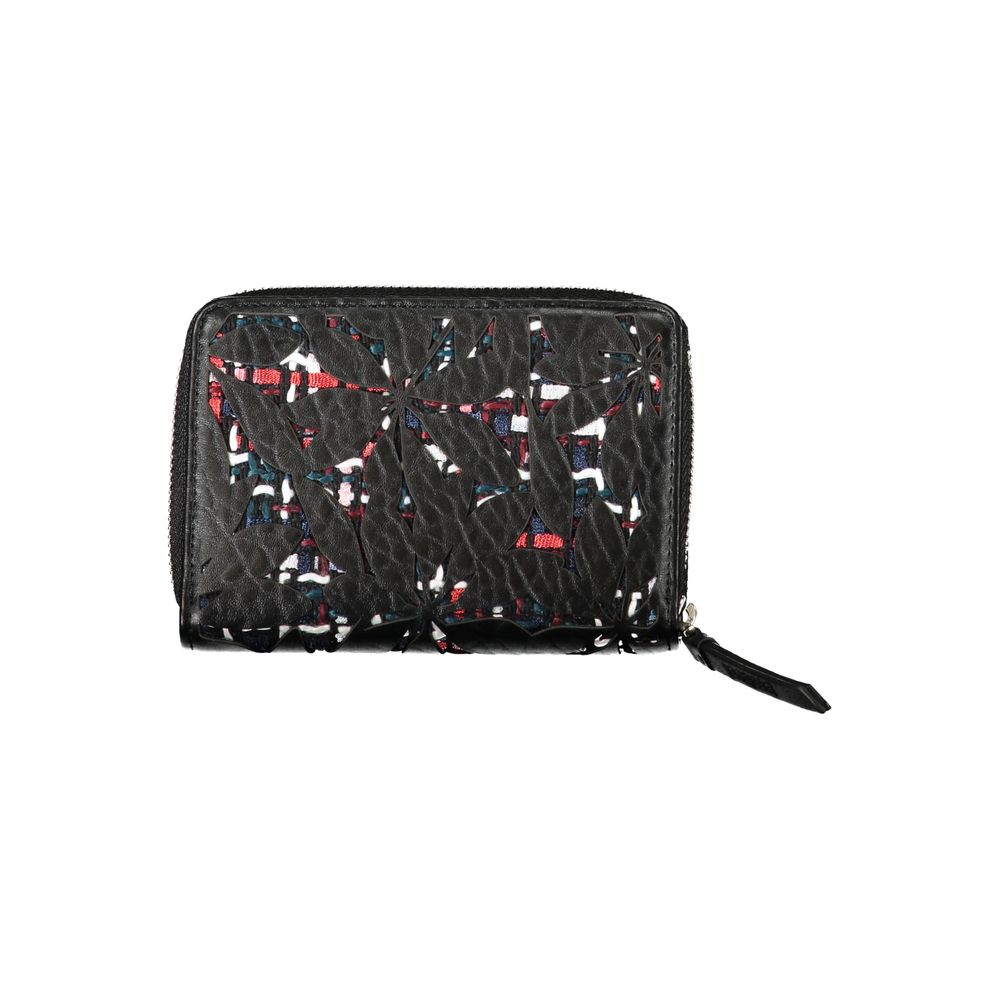 Desigual Elegant Black Zip Wallet with Contrasting Accents | Regal Royce