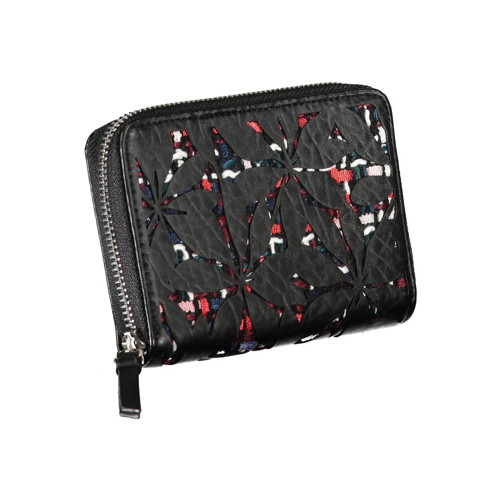 Desigual Elegant Black Zip Wallet with Contrasting Accents | Regal Royce