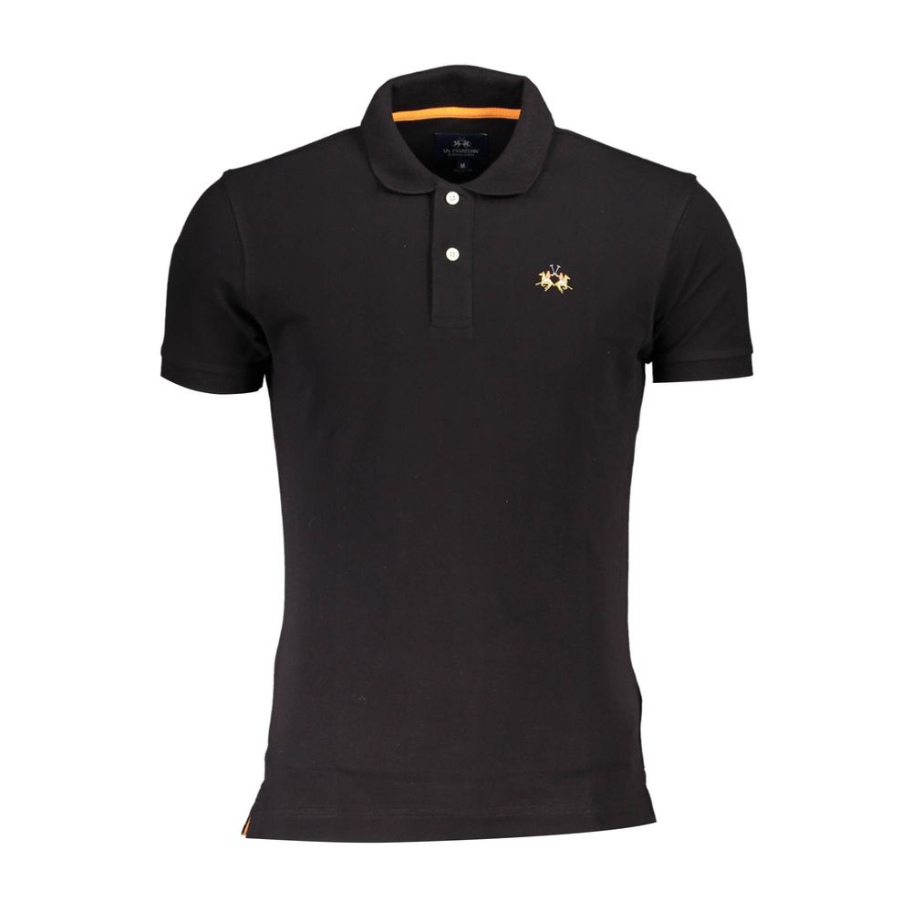 La Martina Black Cotton Men's Polo Shirt | Regal Royce