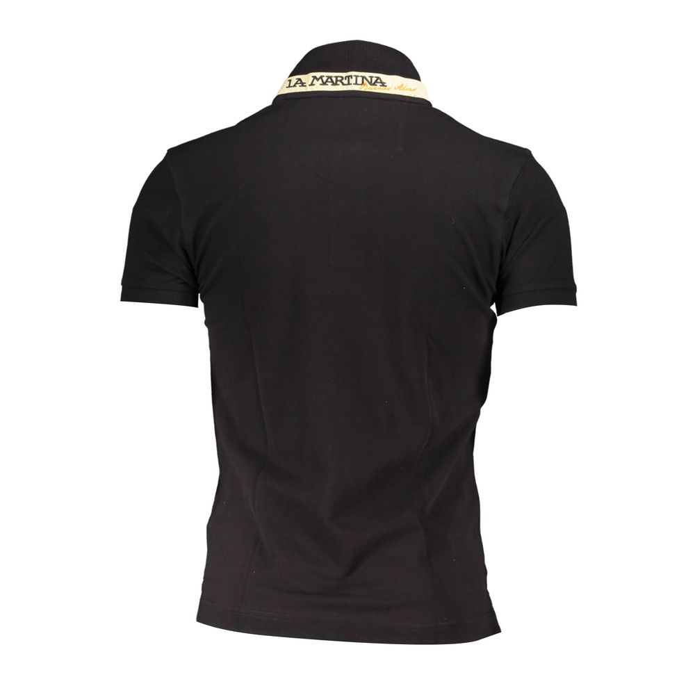 La Martina Black Cotton Men's Polo Shirt | Regal Royce