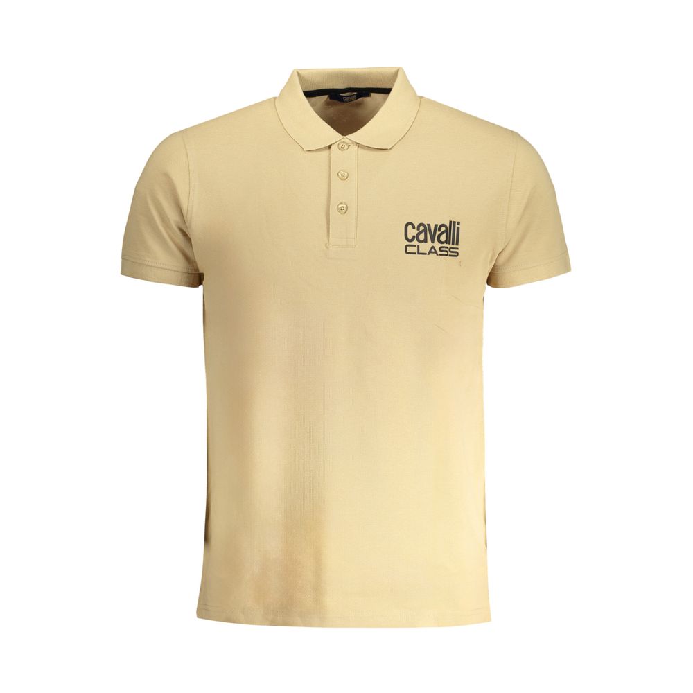 Cavalli Class Beige Cotton Men Polo-Shirt | Regal Royce