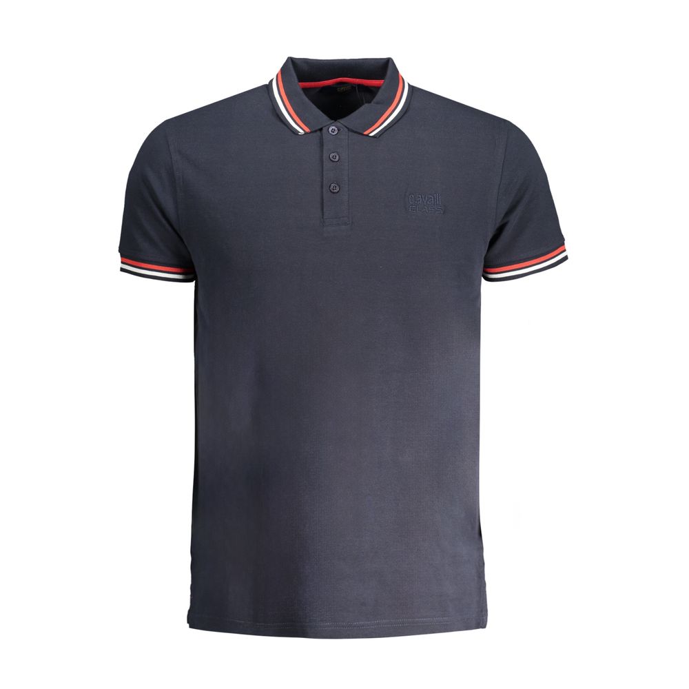 Cavalli Class Navy Cotton Men Polo Shirt | Regal Royce
