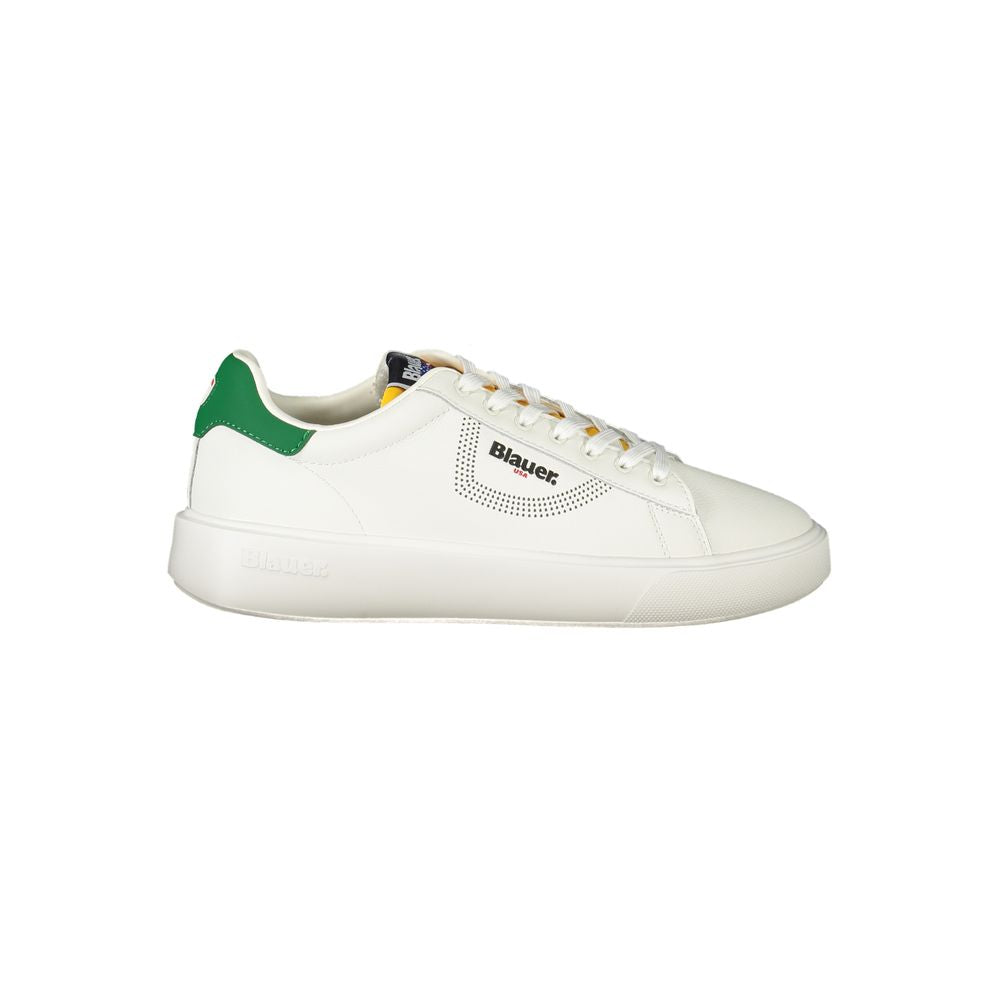 Blauer White Leather Men Sneaker | Regal Royce