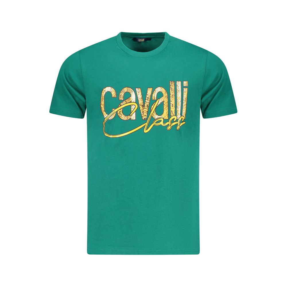 Cavalli Class Verde Cotton Men T-Shirt | Regal Royce
