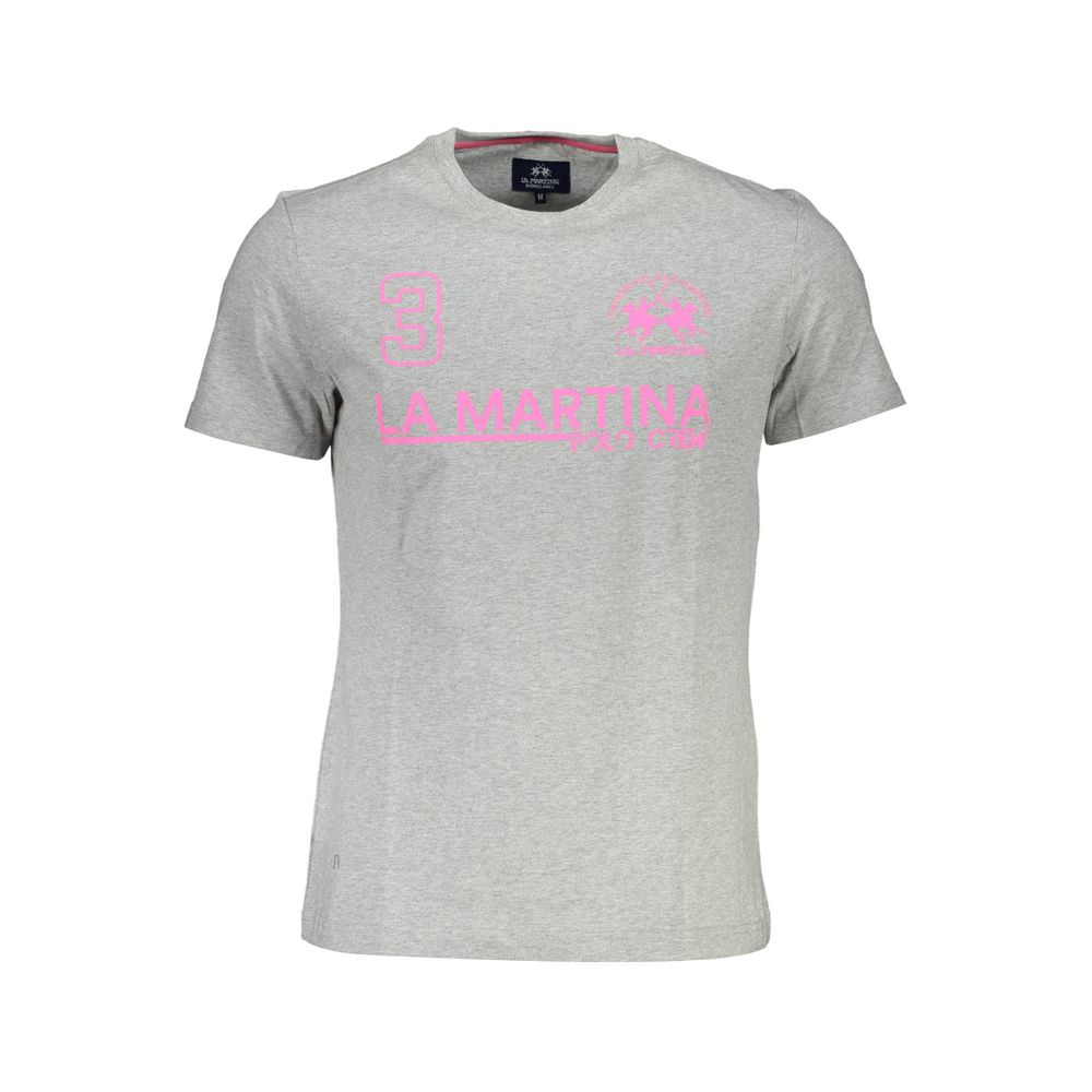 La Martina Grigio Cotton Men T-Shirt | Regal Royce