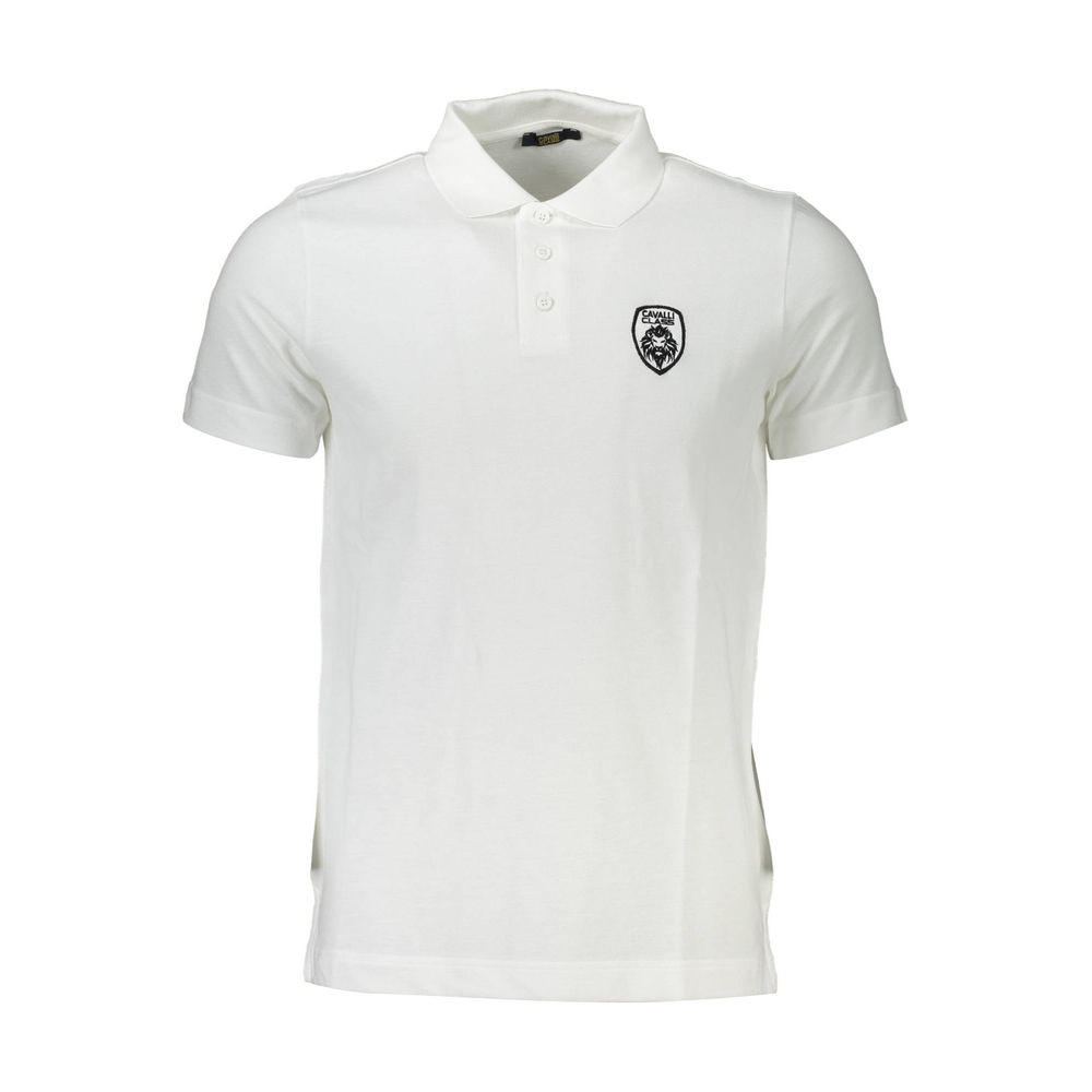 Cavalli Class White Cotton Men Polo Shirt | Regal Royce