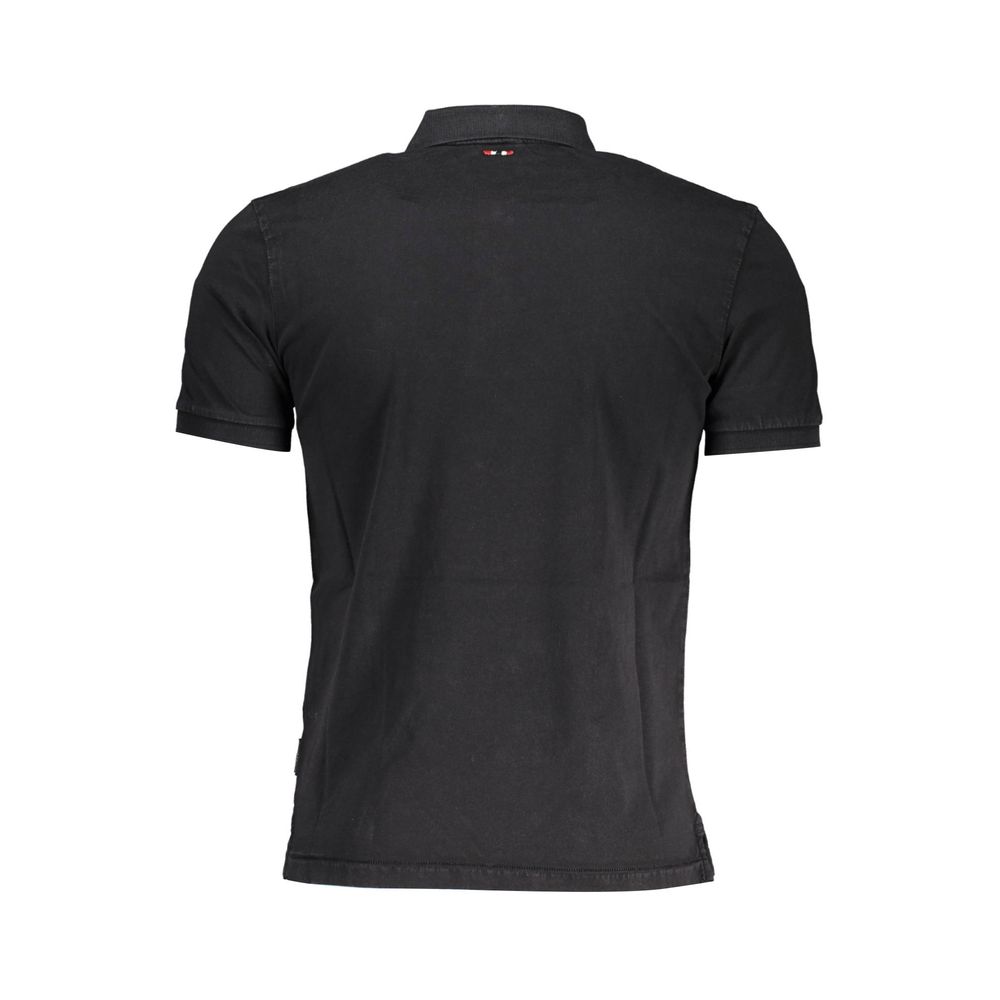 Napapijri Black Cotton Men Polo Shirt | Regal Royce