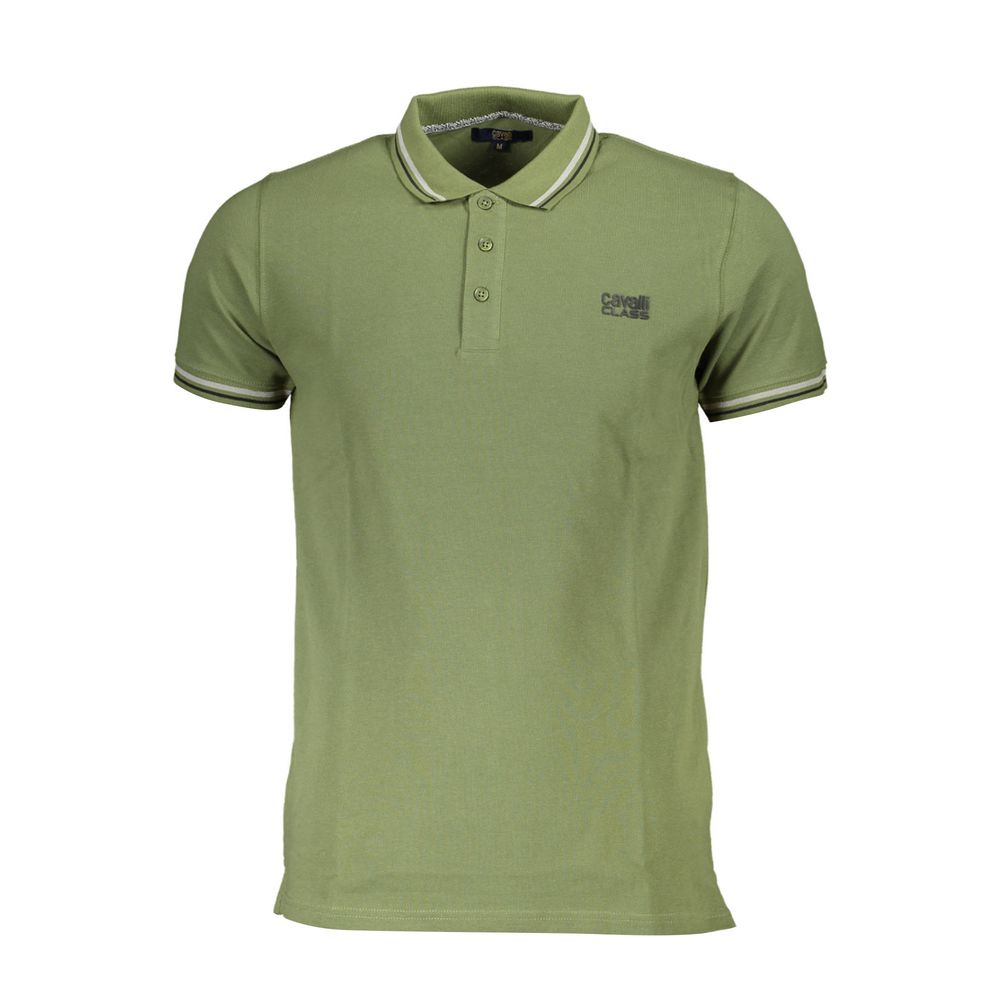 Cavalli Class Green Cotton Men Polo Shirt | Regal Royce