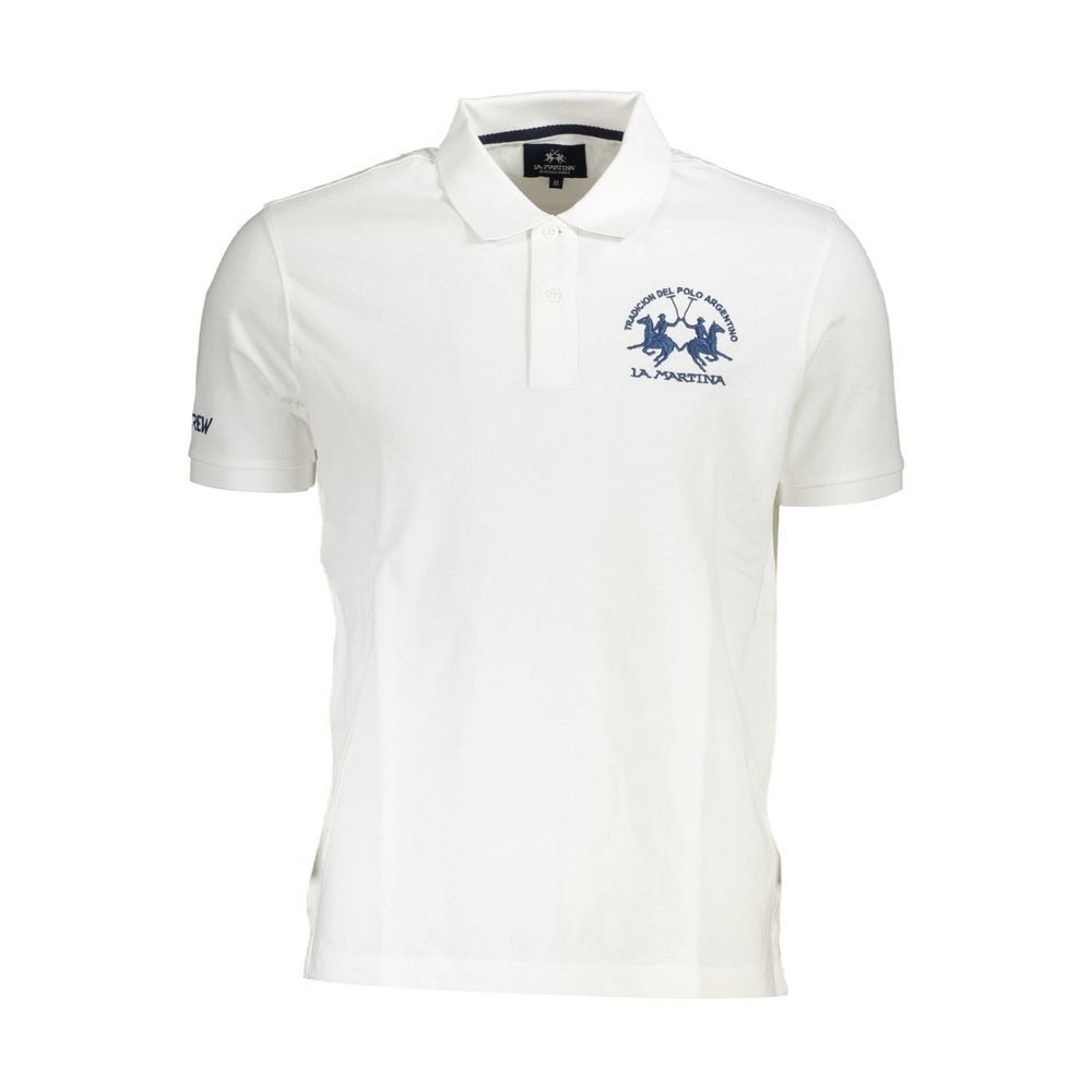 La Martina White Cotton Men's Polo Shirt | Regal Royce
