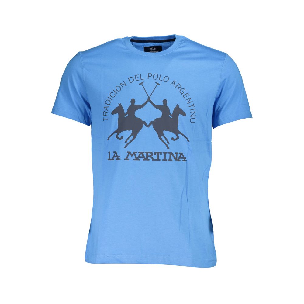 La Martina Blu Cotton Men T-Shirt | Regal Royce