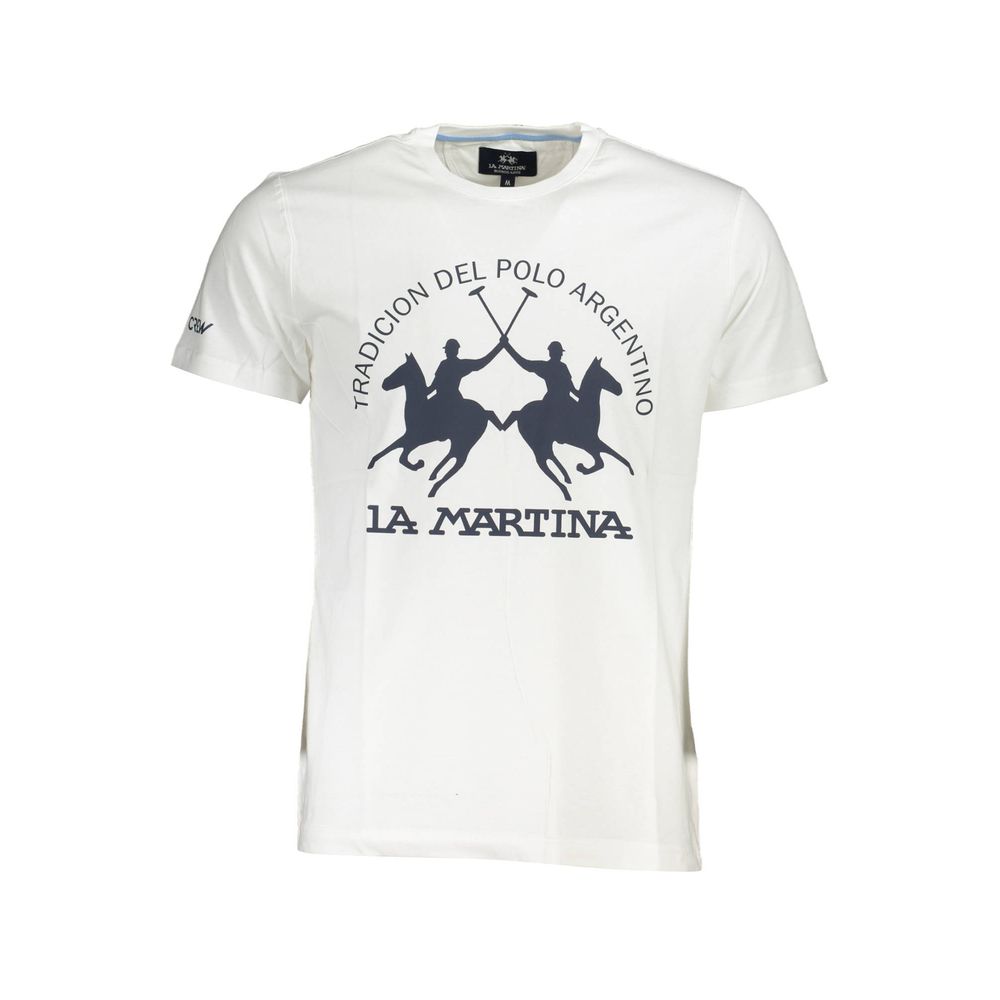 La Martina White Cotton Men T-Shirt | Regal Royce
