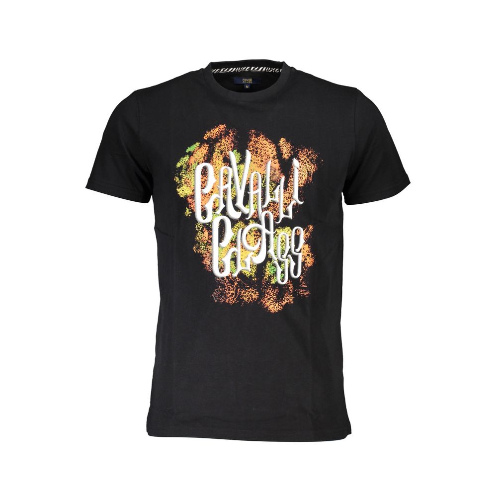 Cavalli Class Black Cotton Men T-Shirt | Regal Royce
