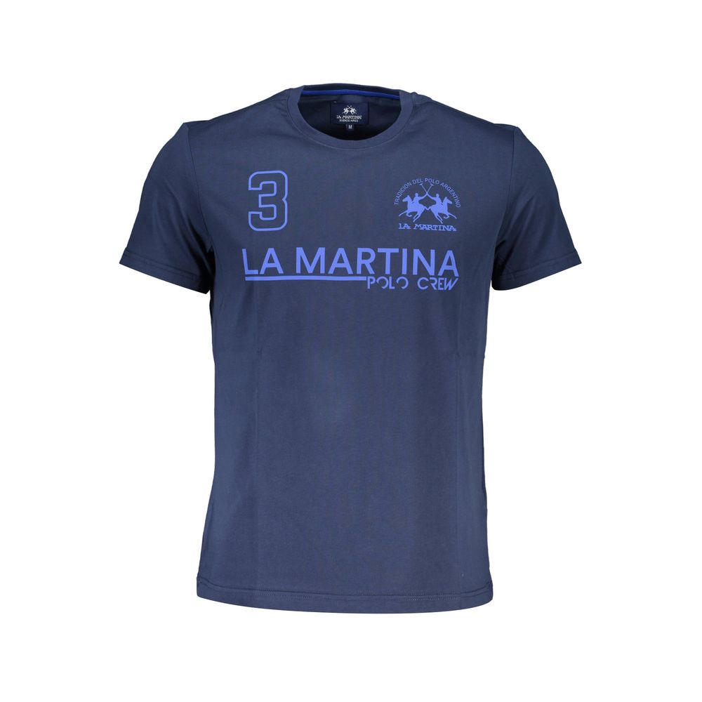 La Martina Blue Cotton Men T-Shirt | Regal Royce