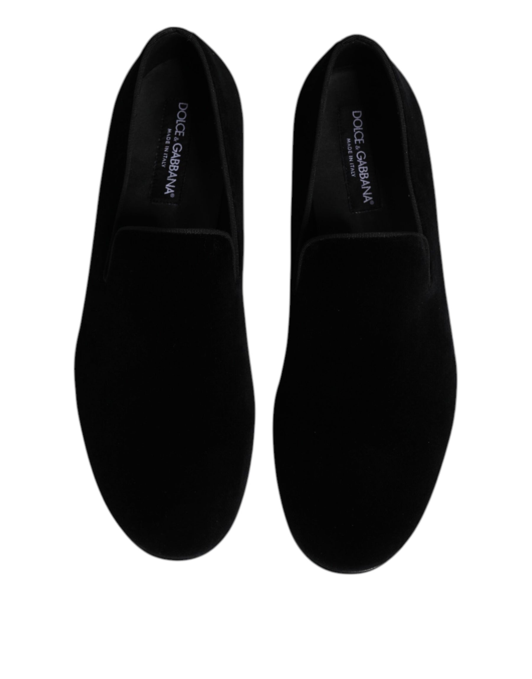 Dolce & Gabbana Black Velvet Slip On Loafers Formal Shoes | Regal Royce