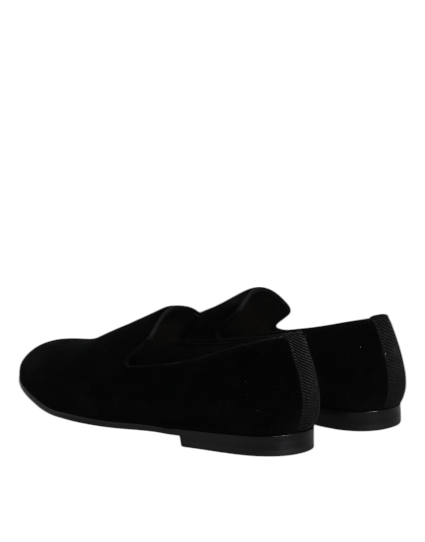 Dolce & Gabbana Black Velvet Slip On Loafers Formal Shoes | Regal Royce