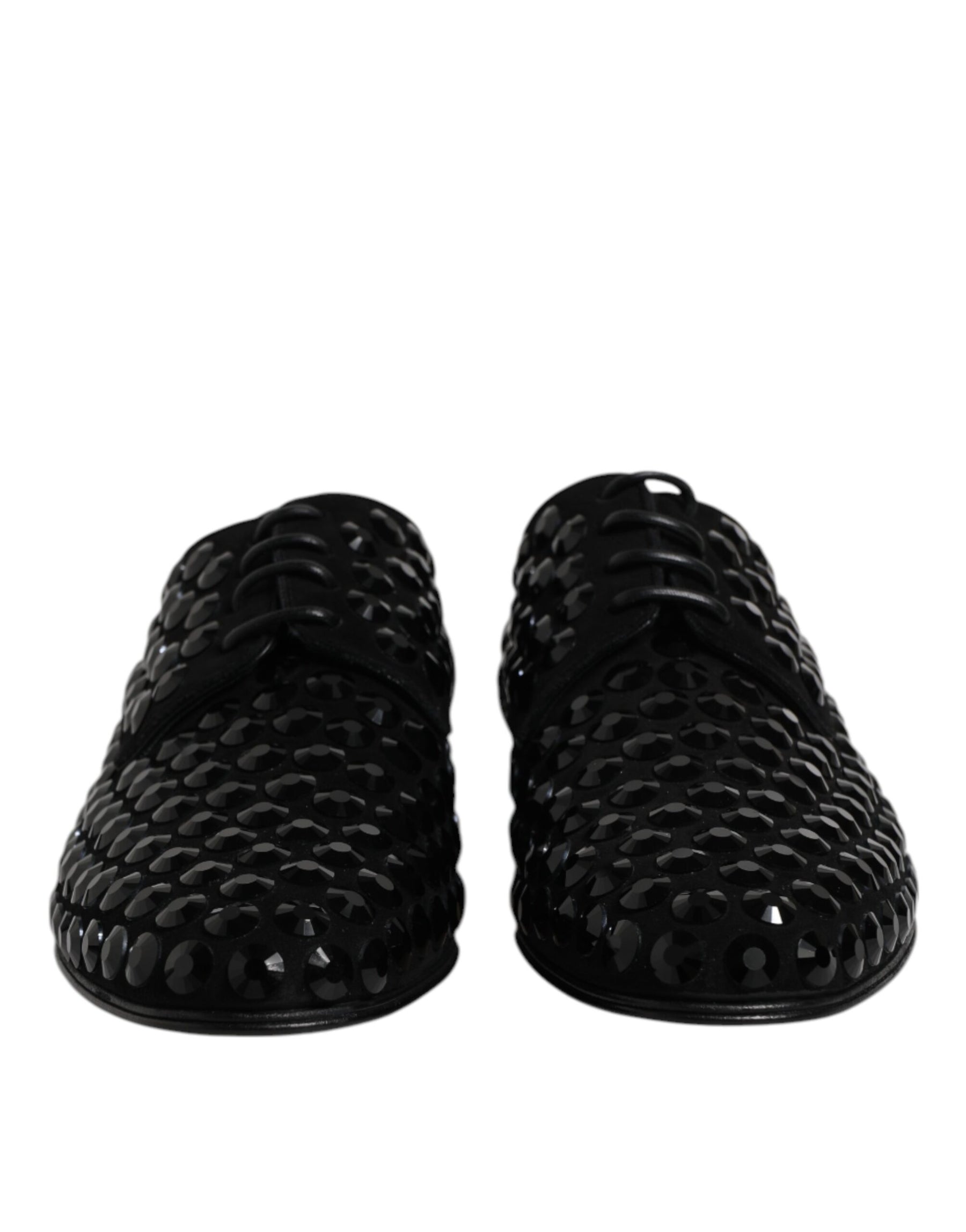 Dolce & Gabbana Black Suede Strass Derby Formal Shoes | Regal Royce