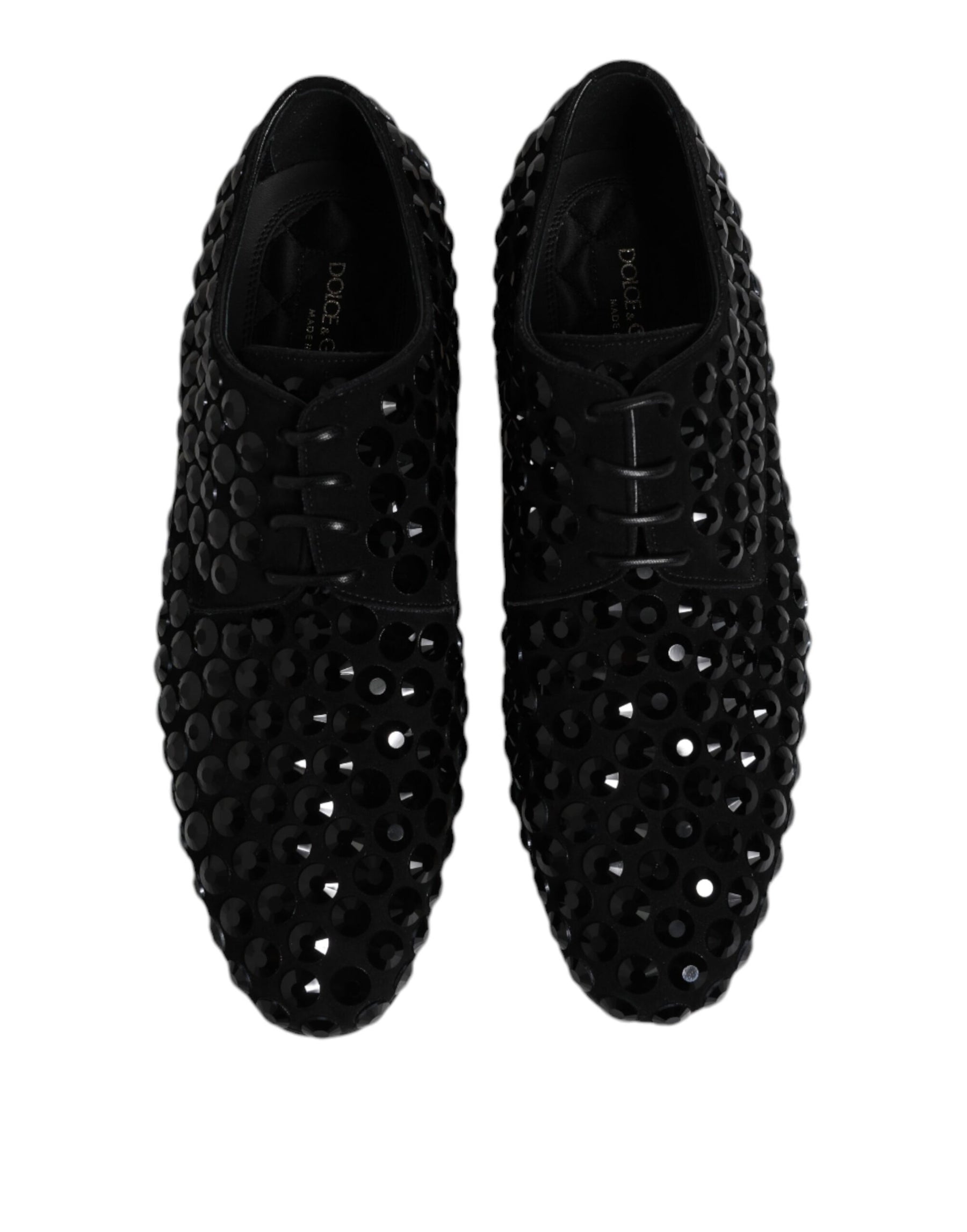 Dolce & Gabbana Black Suede Strass Derby Formal Shoes | Regal Royce