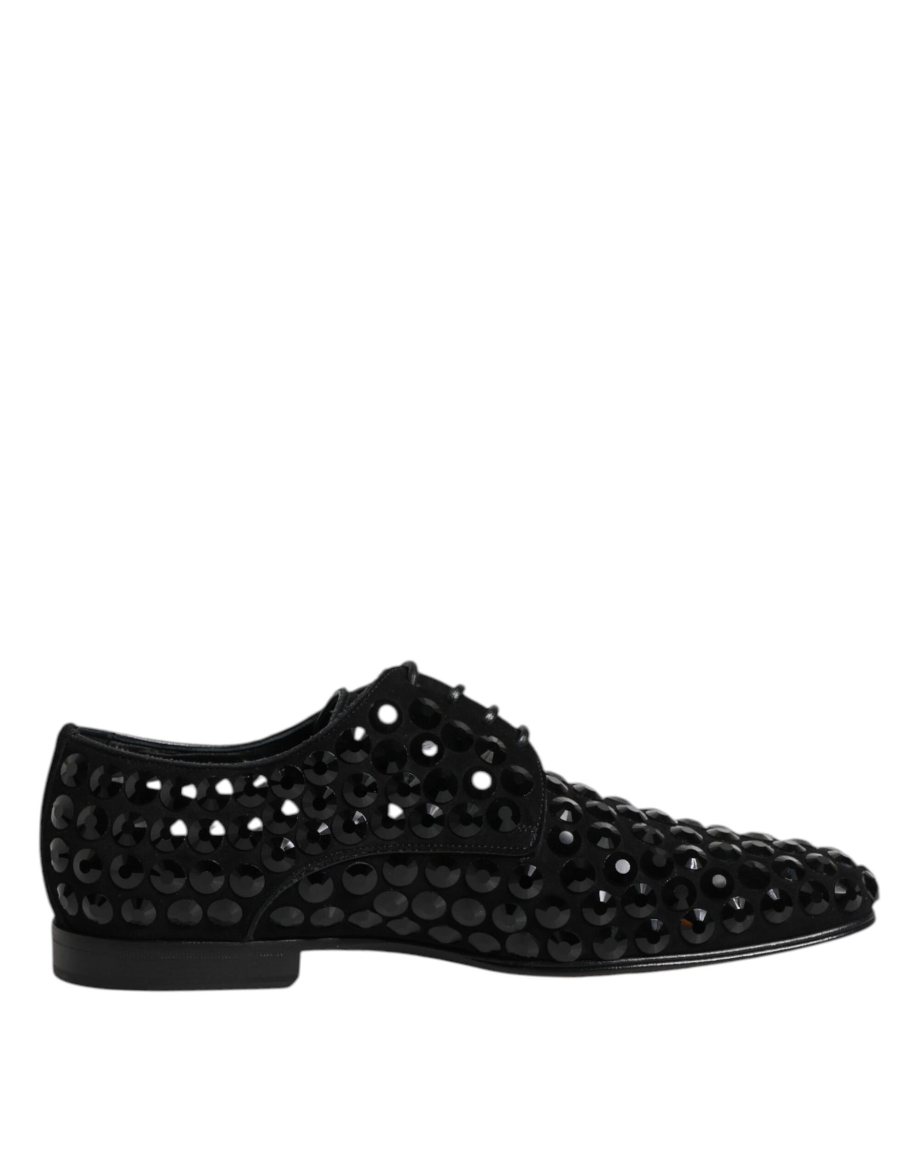 Dolce & Gabbana Black Suede Strass Derby Formal Shoes | Regal Royce