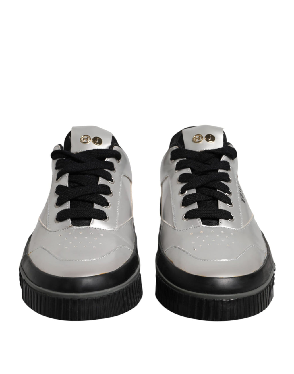 HIDE & JACK Metallic Silver Low Top Lace Up Sneakers Shoes