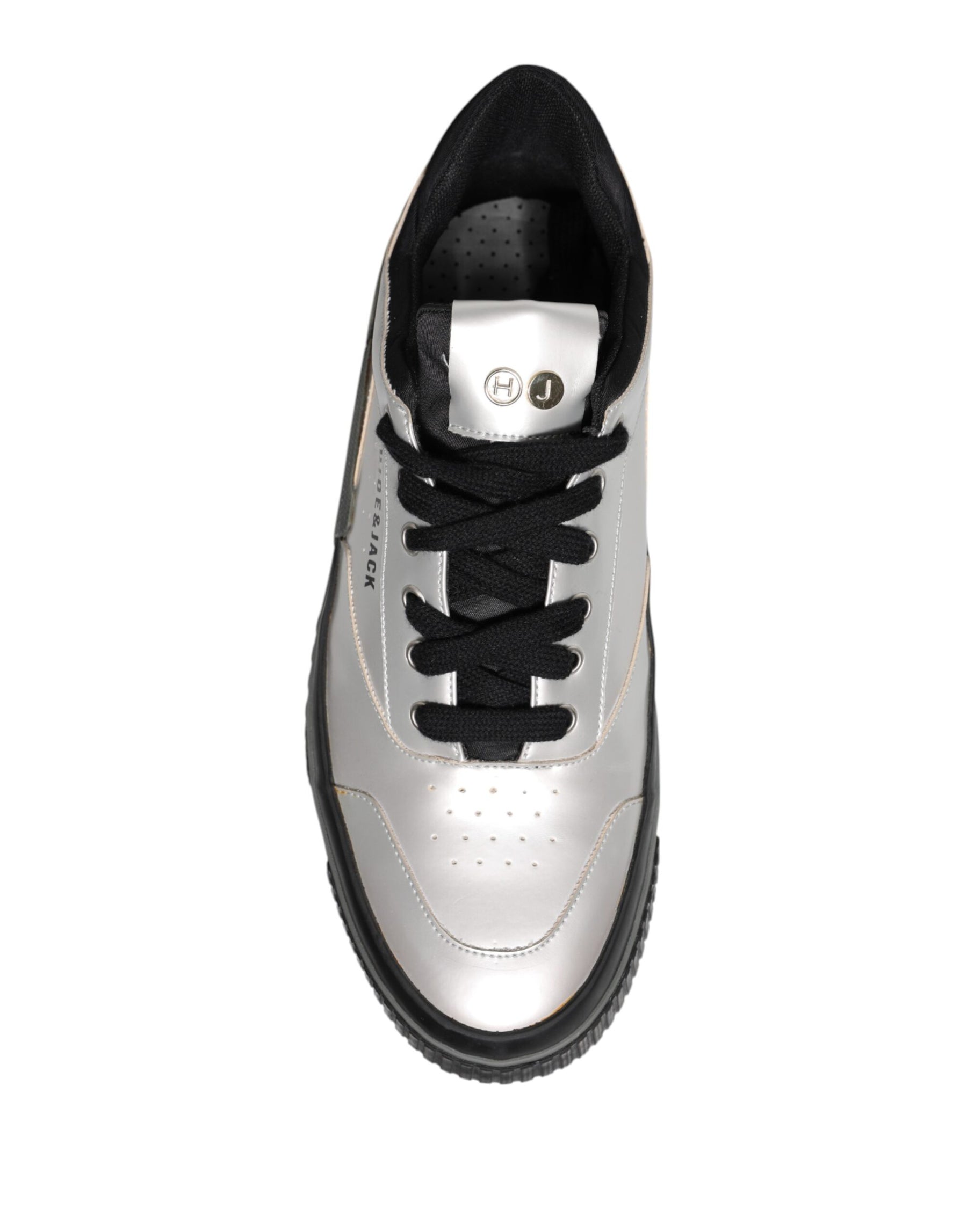 HIDE & JACK Metallic Silver Low Top Lace Up Sneakers Shoes | Regal Royce