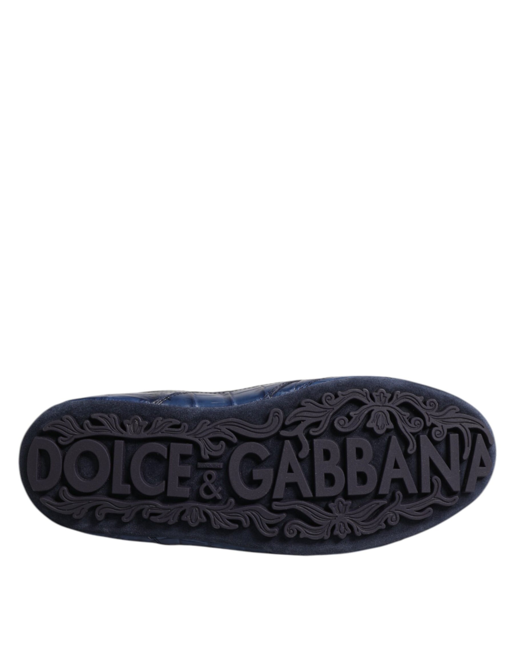 Dolce & Gabbana Dark Blue Leather Low Top Men Sneakers Shoes | Regal Royce