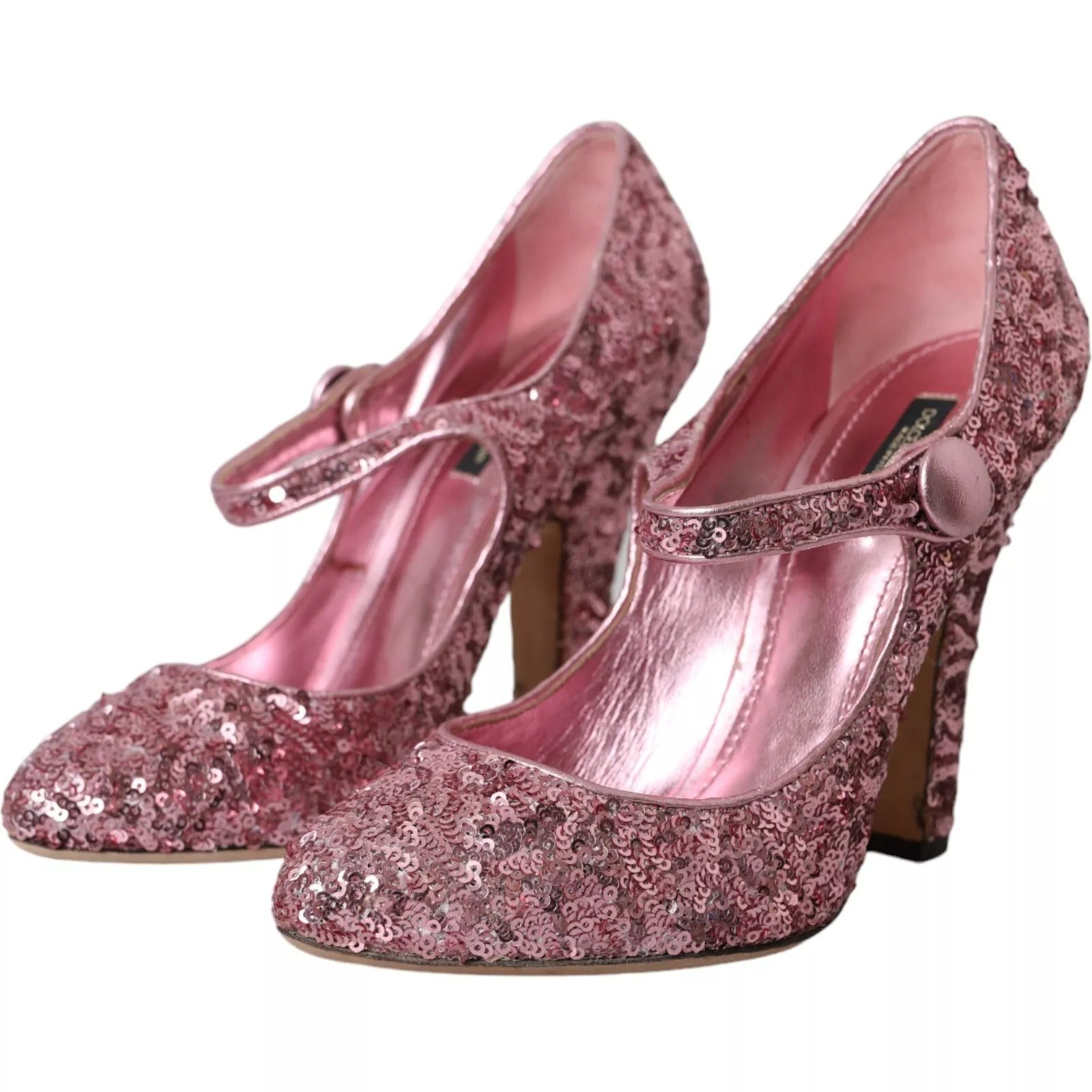 Dolce & Gabbana Pink Sequin Mary Jane Pumps High Heels Shoes | Regal Royce