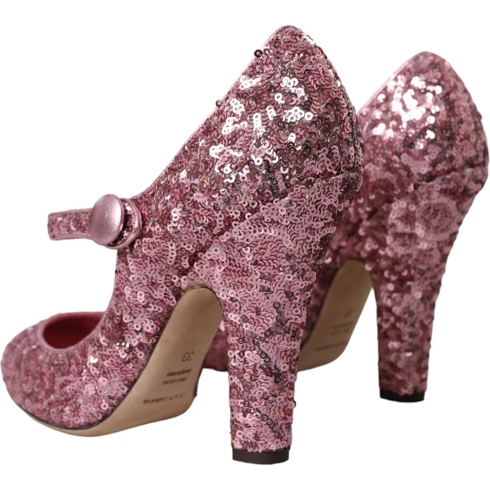 Dolce & Gabbana Pink Sequin Mary Jane Pumps High Heels Shoes | Regal Royce