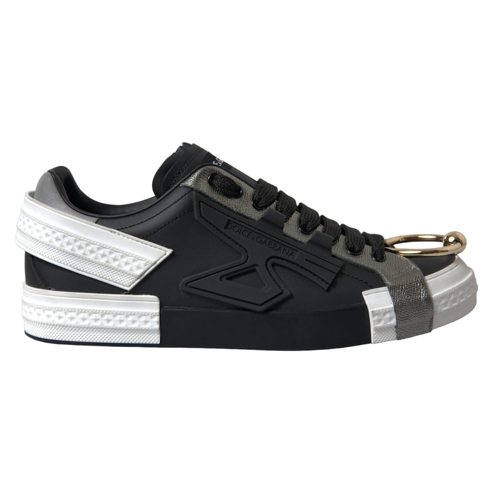 Dolce & Gabbana Black Leather Low Top Sneakers Portofino Shoes | Regal Royce