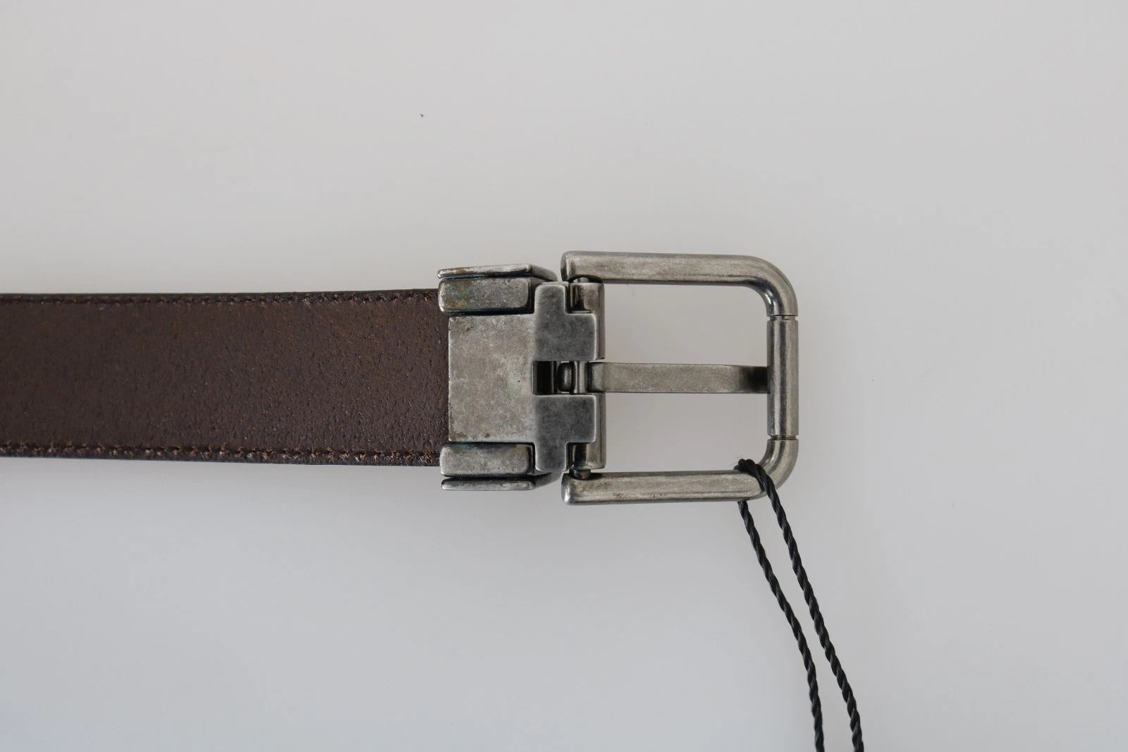 Dolce & Gabbana Blue Perforated Leather Gray Buckle Belt | Regal Royce