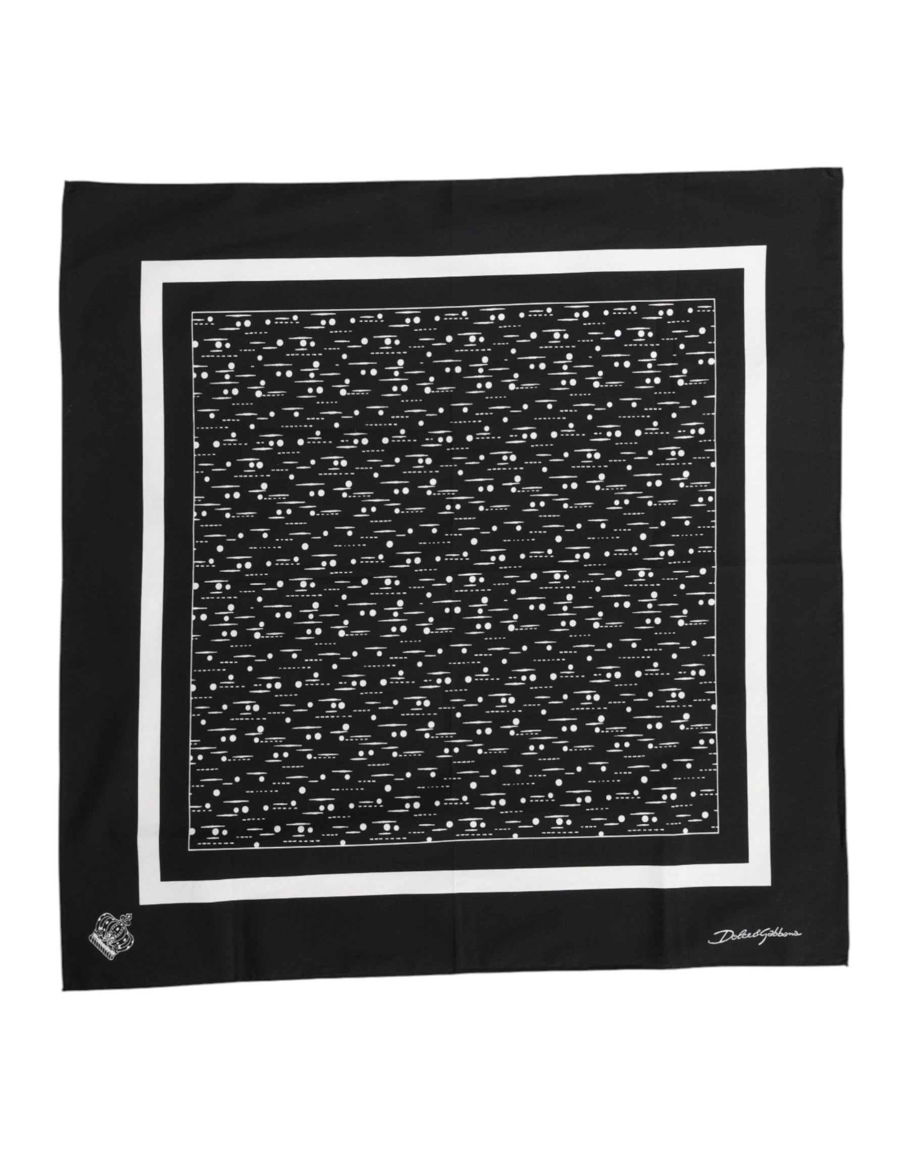 Dolce & Gabbana Black White Printed Square Foulard Scarf | Regal Royce