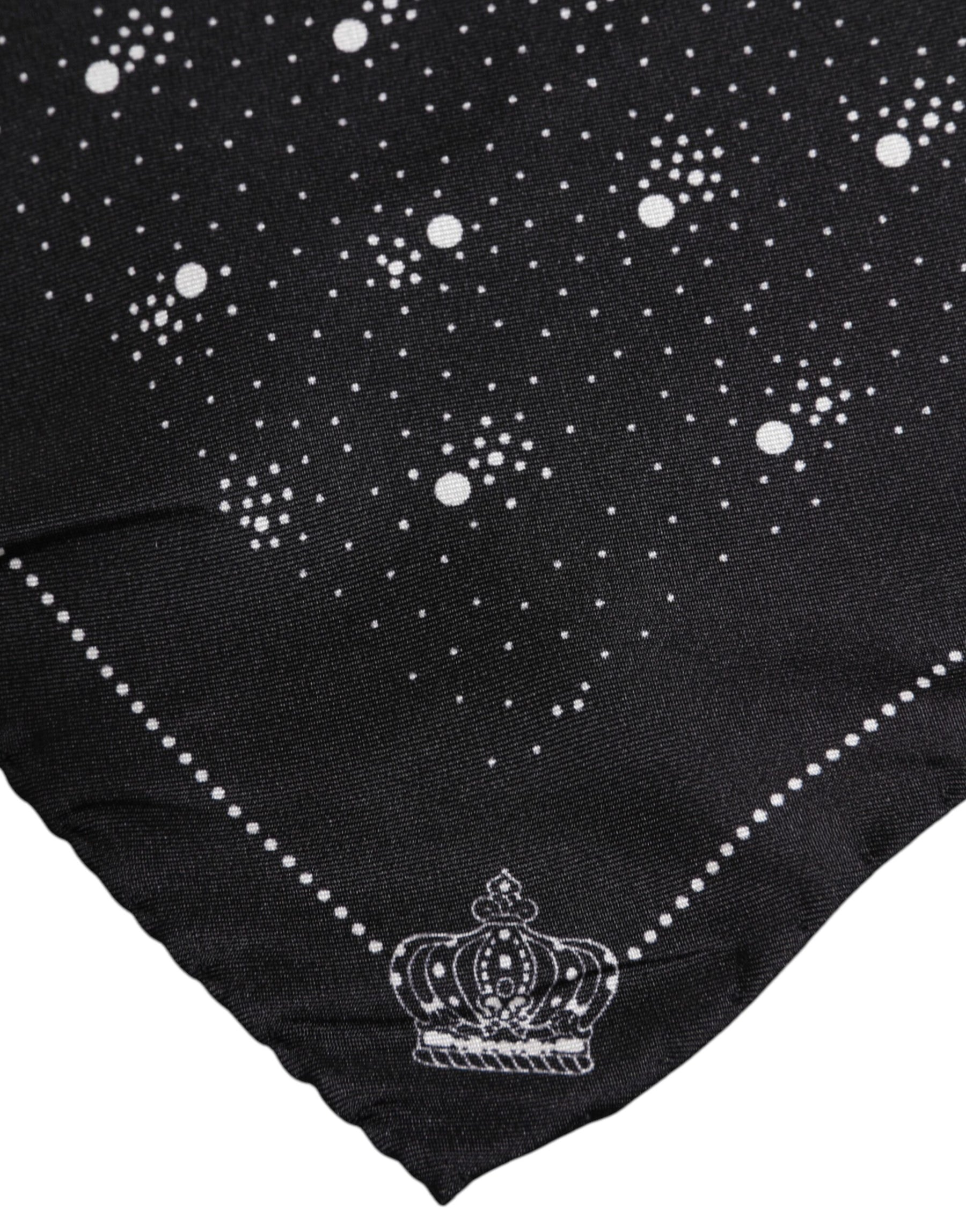 Dolce & Gabbana Black White Printed Square Men Foulard Scarf | Regal Royce