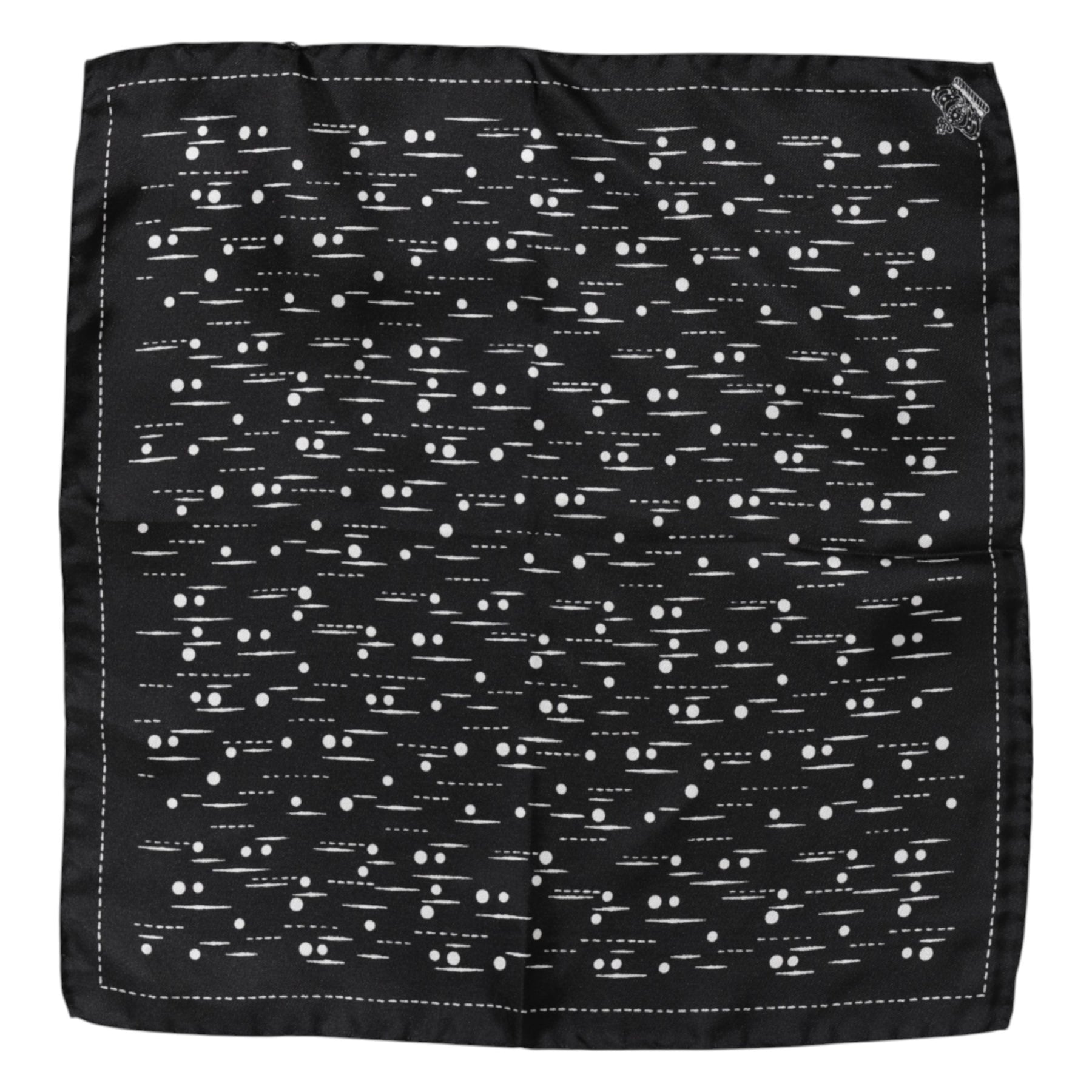 Dolce & Gabbana Black White Printed Square Men Foulard Scarf | Regal Royce