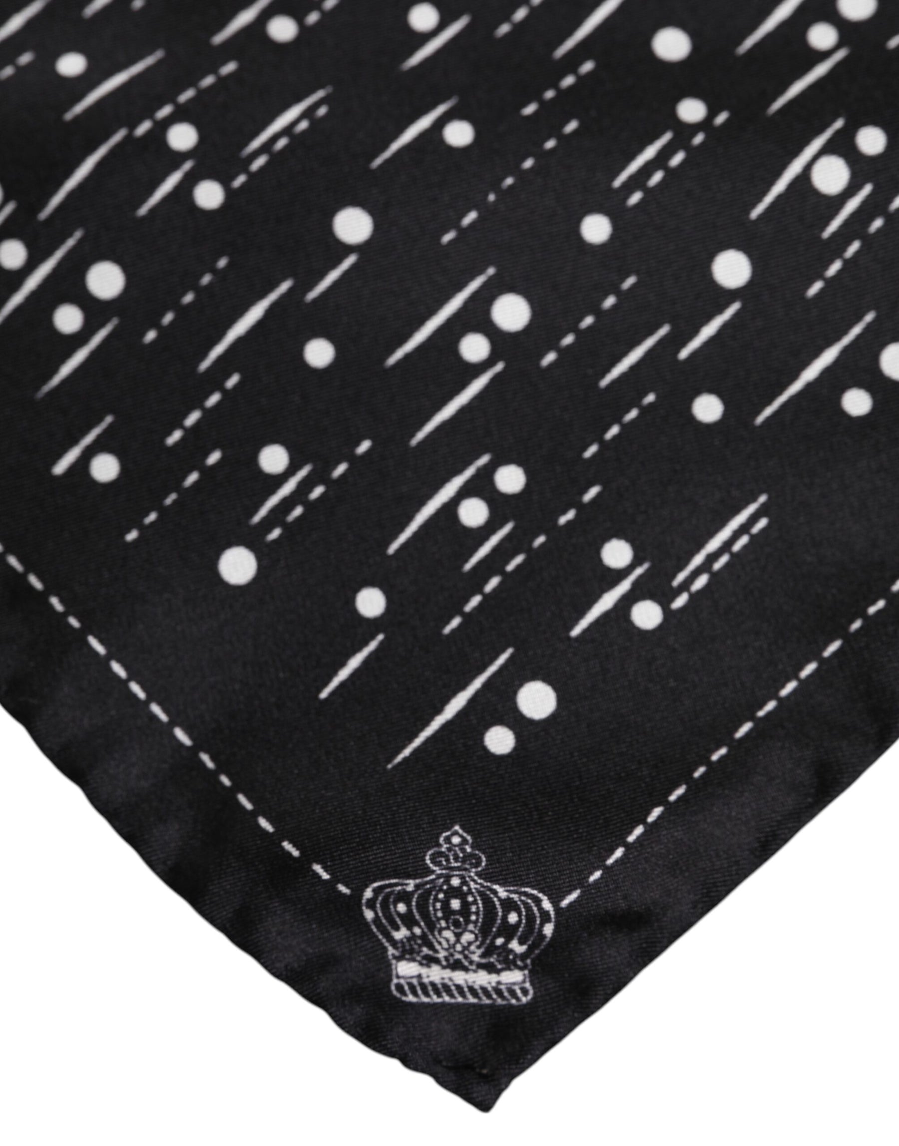 Dolce & Gabbana Black White Printed Square Men Foulard Scarf | Regal Royce