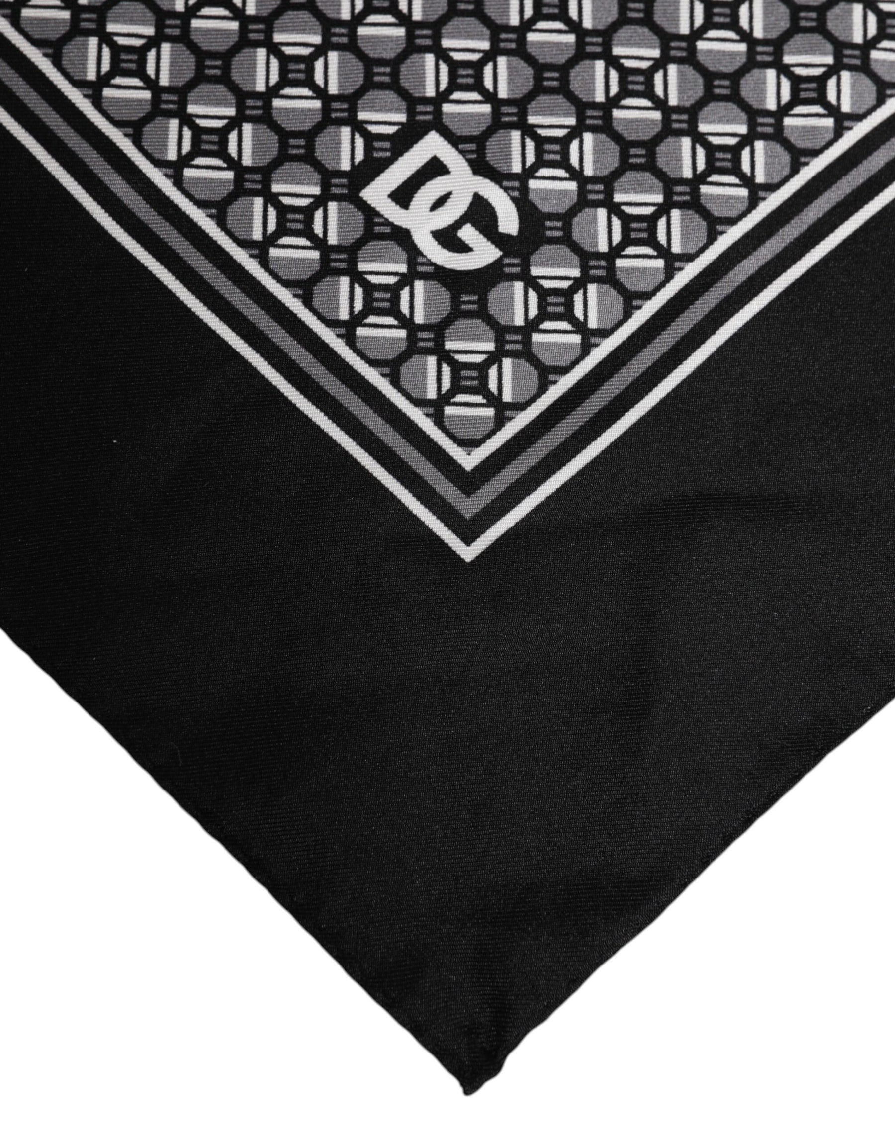 Dolce & Gabbana Black White Patterned Square Foulard Scarf | Regal Royce