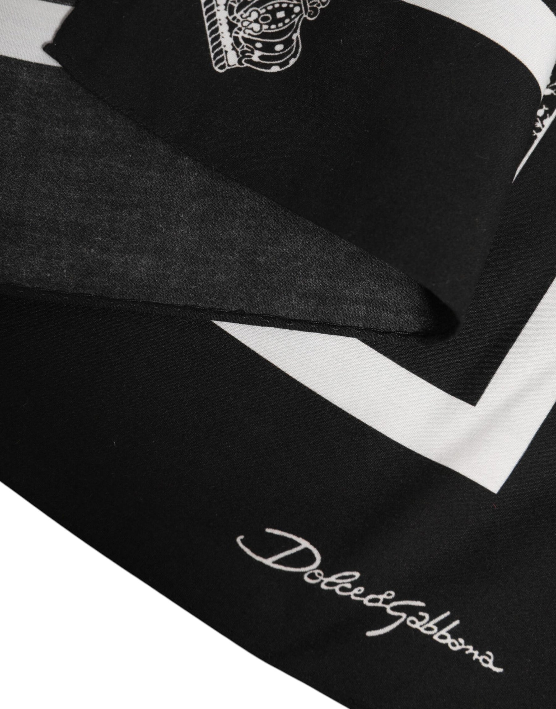 Dolce & Gabbana Black White Printed Square Foulard Scarf | Regal Royce